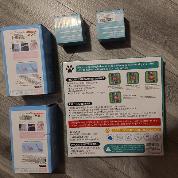 Pet puzzle,  2 USB cat toys, 2 pet brushes. Brand new in packages - Picture 3 of 9